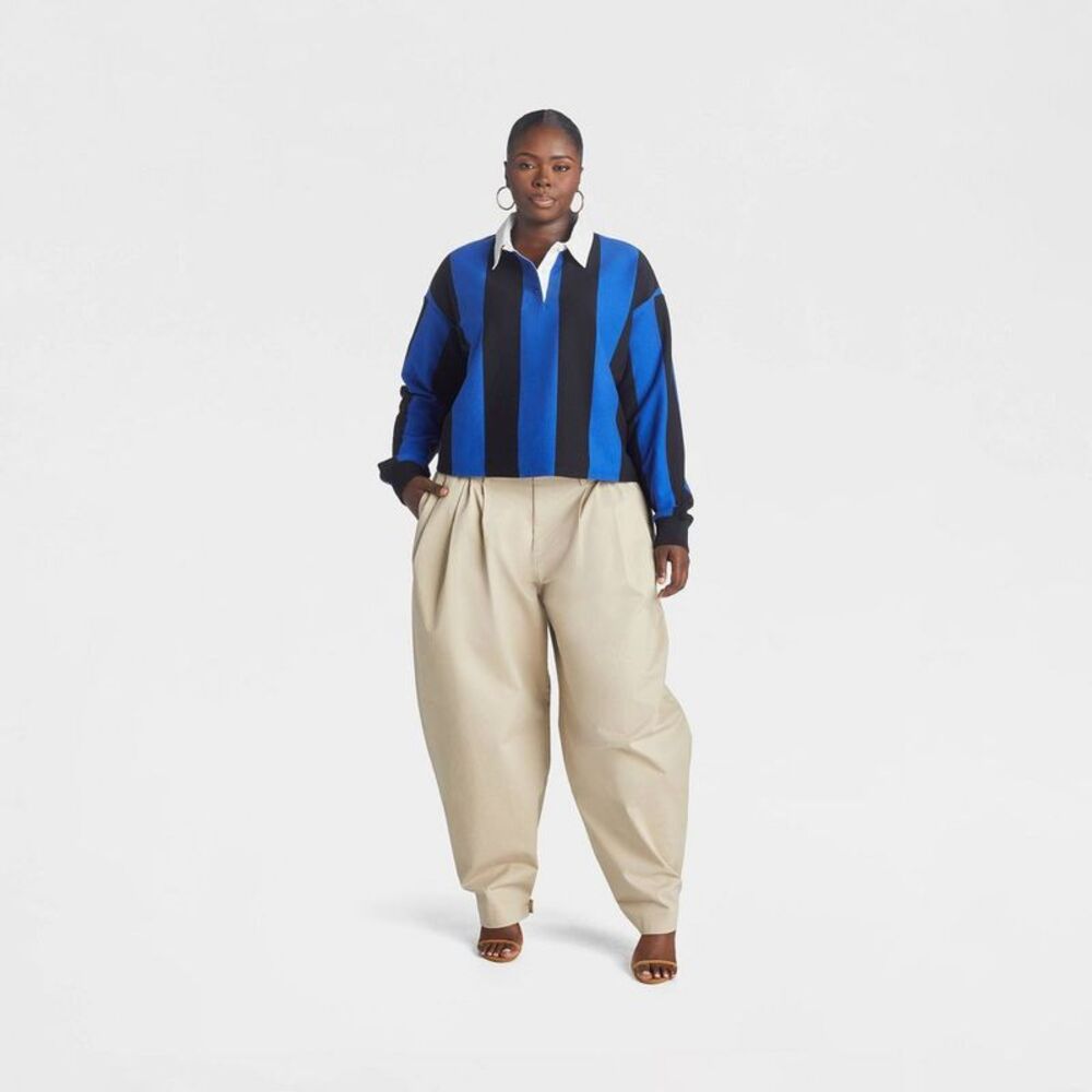 KBB by KAHLANA Women's 'The Soccer Rugby' - Blue/Black Striped 3X - Picture 3 of 3